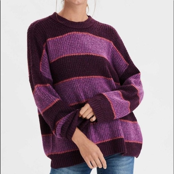 American Eagle Outfitters Sweaters - •Sz XL• AEO Spring Purple Striped Sweater NWT